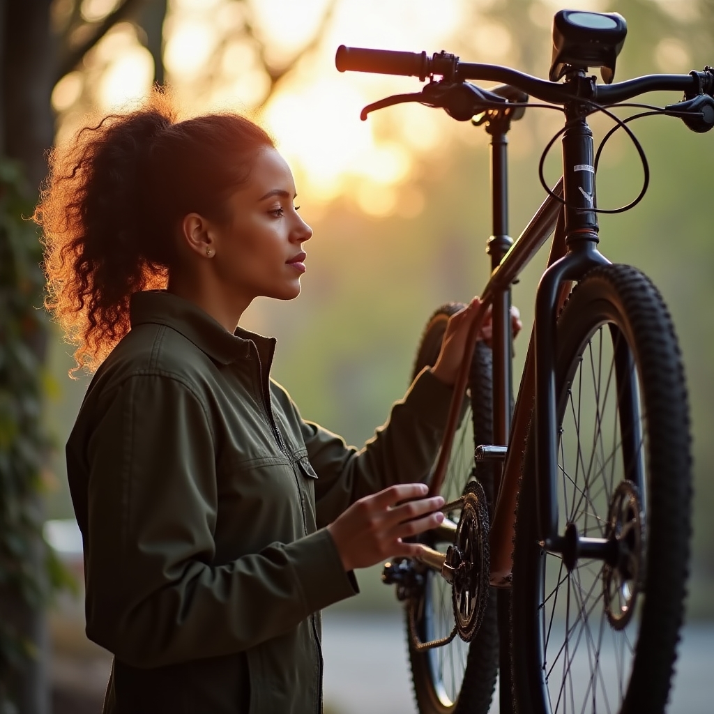 Mecánico realizando una revisión de temporada a una bicicleta antes de la primavera